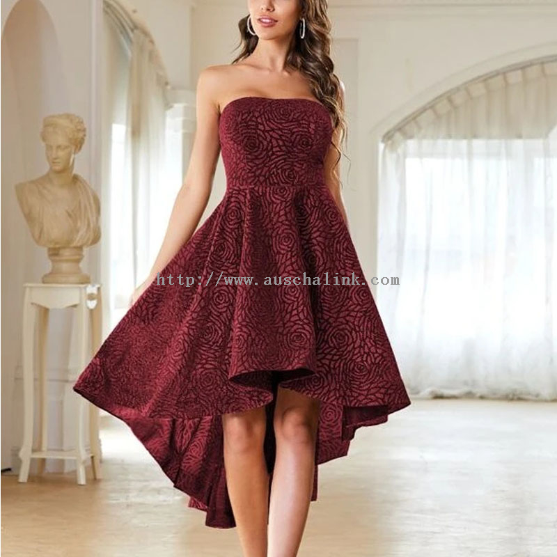 OEM/ODM Fashionable Sleeveless Backless Sequins High And Low Hem Strapless Elegant Ball Dress for Women