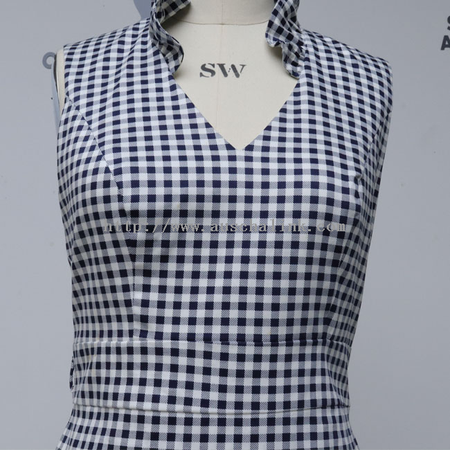 2022 Fashion V-neck sleeveless high-waisted Flounces plaid trim professional Dress for women