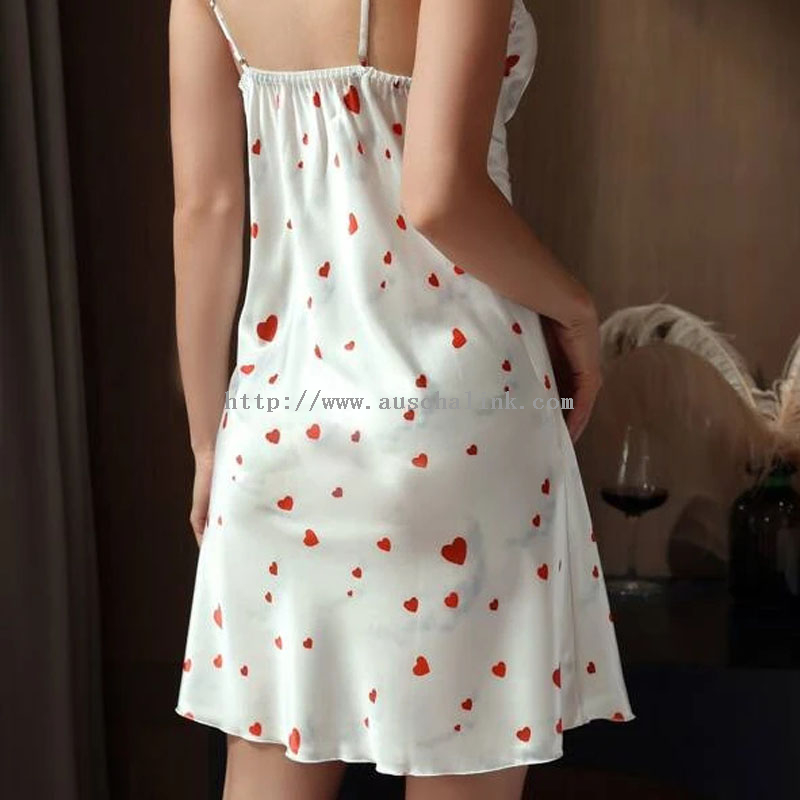 2022 New Design Suspenders Satin Cotton Heart Pattern Collision Color Lace Sexy Pajamas for Women