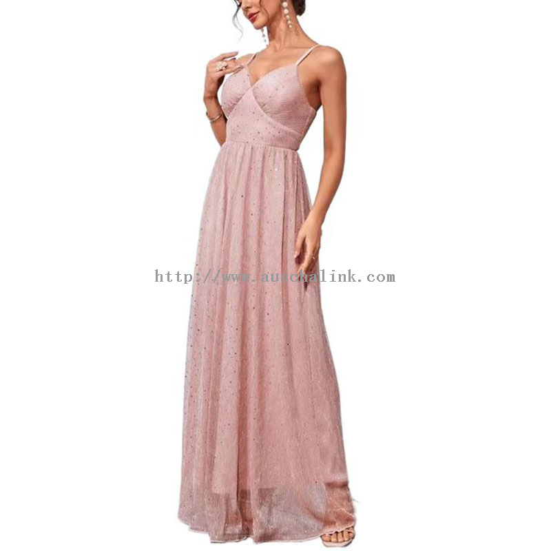 2022 Fashion Zipper Backless Sequins Corset with Suspenders Bridesmaid Evening Dress for Women