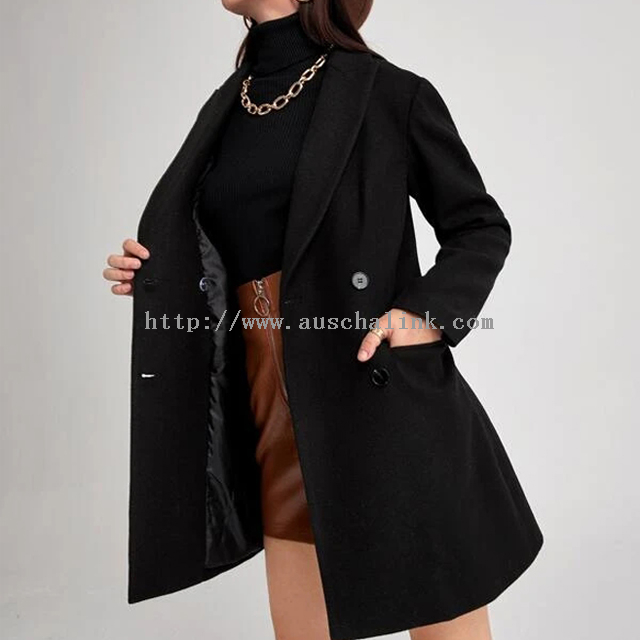 OEM/ODM Autumn/winter Solid Color Lapel Mid Length Double Breasted Fashionable Women's Coat