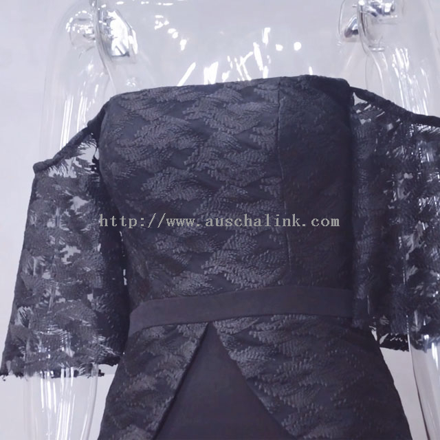 AUSCHALINK- One-shoulder Slim Waist Zipper Spliced Black Formal Evening Dress