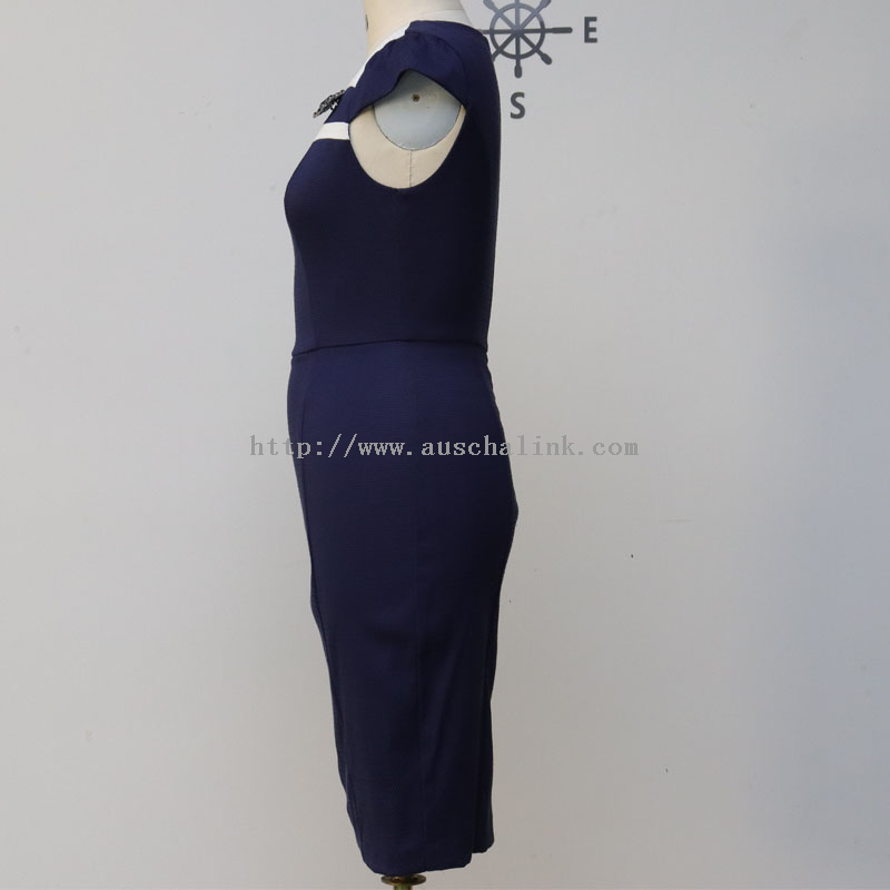Summer New Short Sleeve Square Collar Contrast Color High Waist Elegant Professional Dress for Women