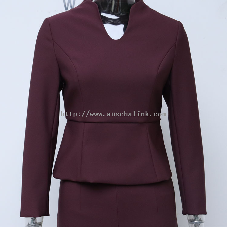 AUSCHALINK High Quality V Collar Small Lotus Leaf A Swing + Front Slit Wrap Hips Half Skirt Women