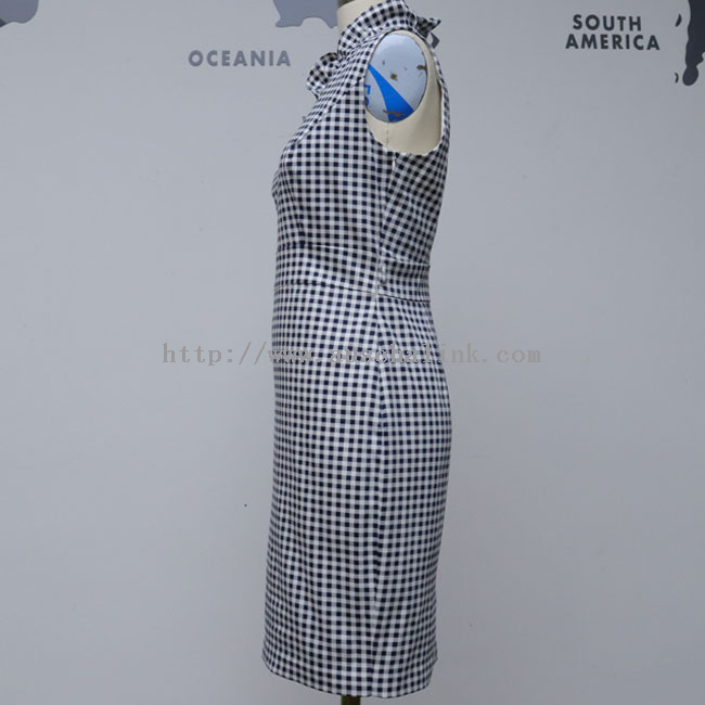 2022 Fashion V-neck sleeveless high-waisted Flounces plaid trim professional Dress for women
